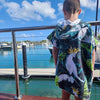 Bird of Paradise - Sand-Free Beach Hoodie - Sandi Toes looking over the boats at Hamilton Island