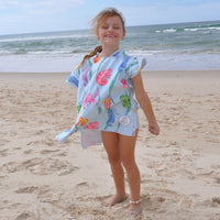 Earh and Sea kids sand free hoodies showing a 6 year old 