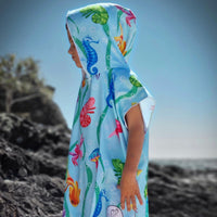 Earth and Sea - Sand-Free Beach Hoodie - Sandi Toes with the hood up