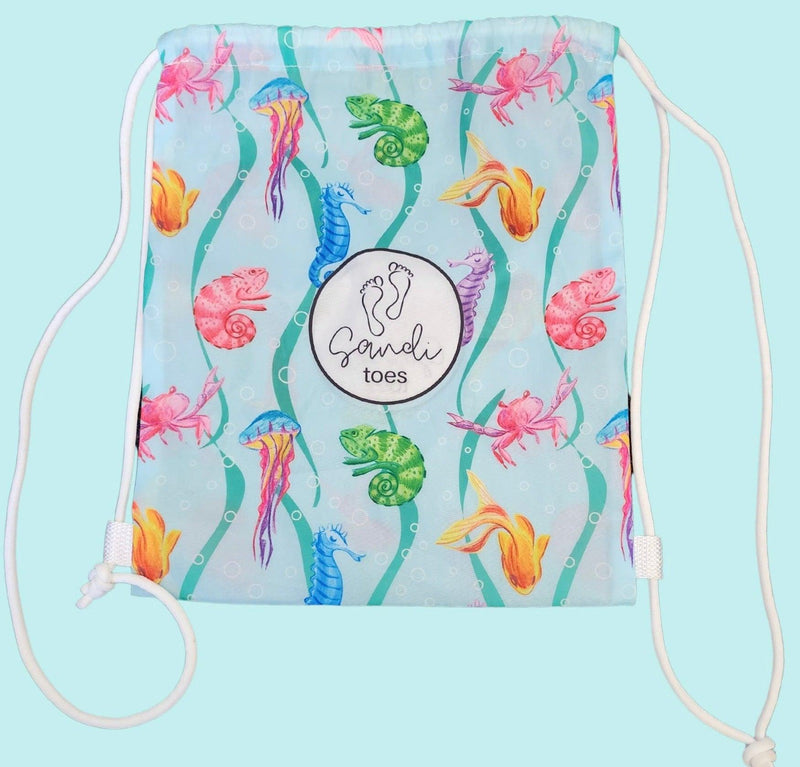 Earth and Sea - Sand-Free Beach Hoodie - Sandi Toes drawsting bag