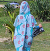 Feeding Frenzy - Sand-Free Beach Hoodie - Sandi Toes rear view with hood up